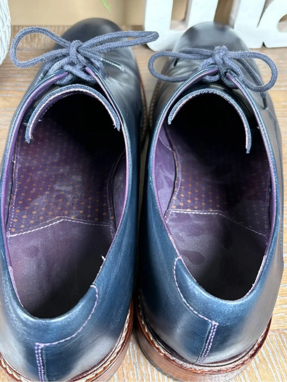 Ted Baker London Iron 3 Plain Toe Derby Navy Shoes Size 15